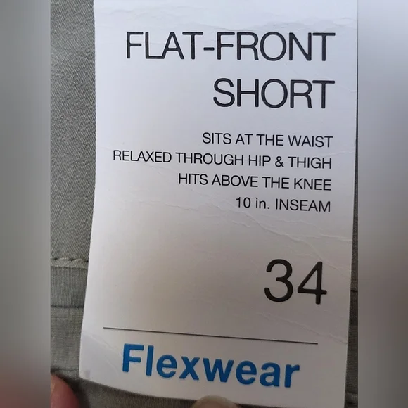 NWT Sonoma Light Gray Flat Front Shorts. - Size 34 - Picture 4 of 6